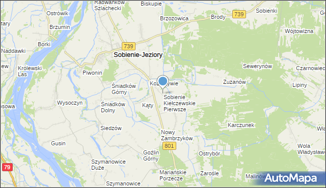 mapa Sobienie Kiełczewskie Pierwsze, Sobienie Kiełczewskie Pierwsze na mapie Targeo